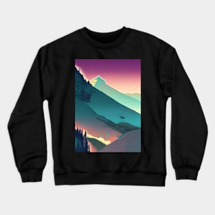 PURPLE AND GREEN TINGED MOUNTAIN VIEW Crewneck Sweatshirt